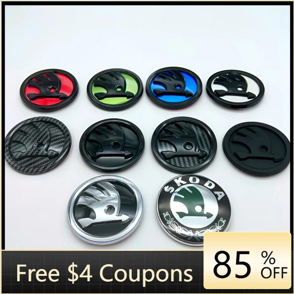 2025 New 80/90/100mm 3D Logo Car Front Bonnet Grill Rear Trunk Emblem Badge Sticker For Skoda Fabia Rapid Superb Octavia A7 Kodi Dnhr35