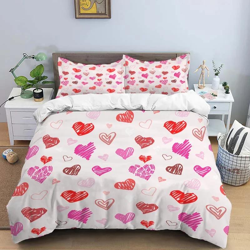 Cartoon Love HD Print Bedding Sett Children King Size Bedding Set Boy Girl's Bed Double Bed Duvet Covers Pillowcase Bedding Se
