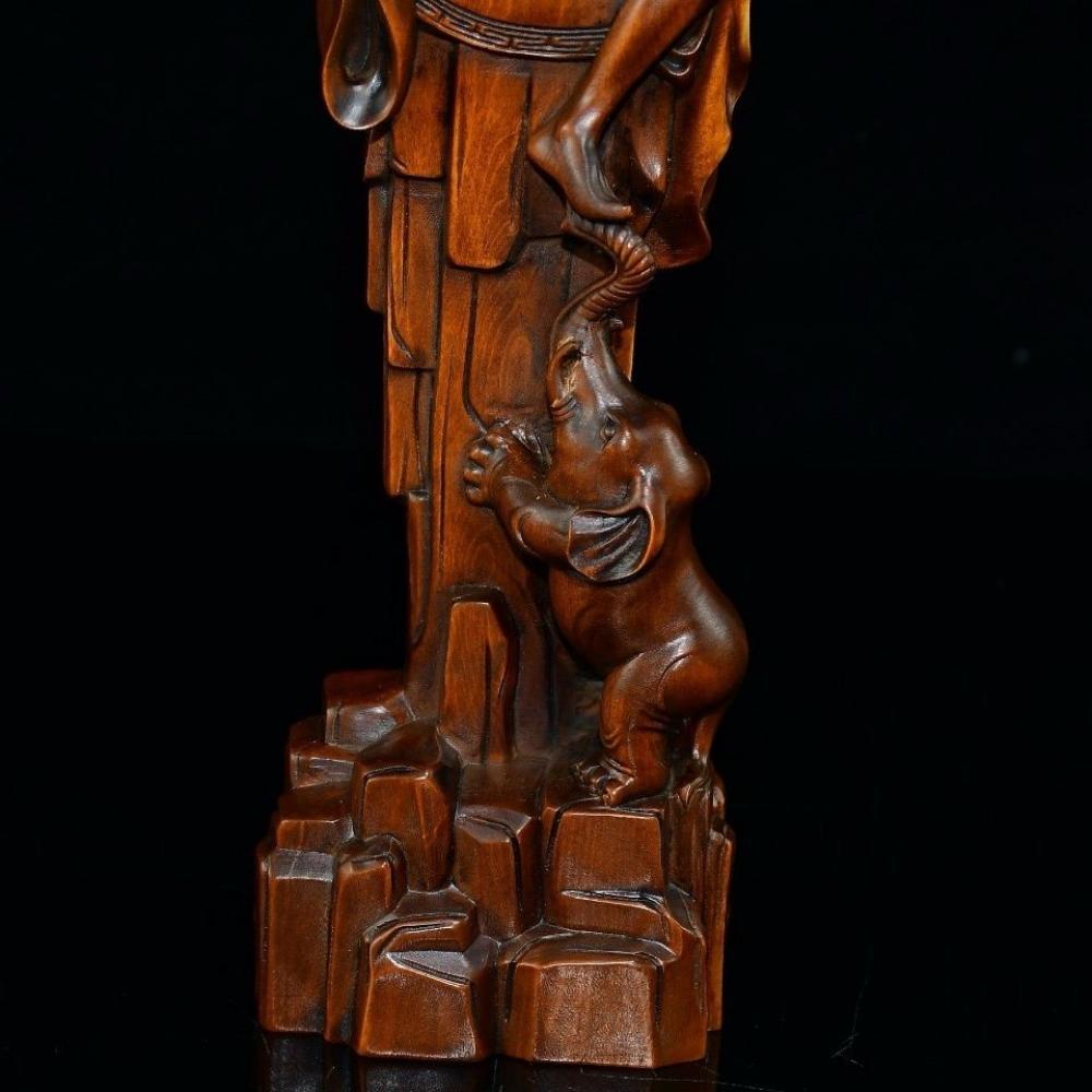 Collection Chinese Vintage Antique Boxwood Carved Arhat Figure Statue Decor Art
