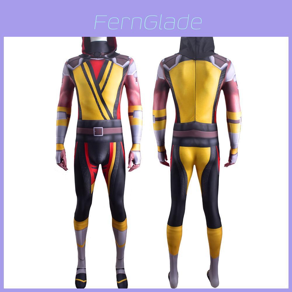 Mortal Kombat Scorpioncosplay Costume With Lycra Fabric For Game Fans