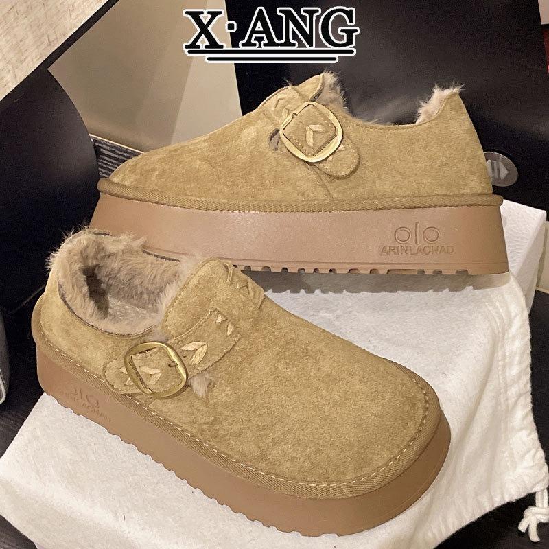 Winter Thick-soled Non-slip Wool Snow Boots Women's Velvet Thickened Warm Cotton Shoes Bread Shoes Women