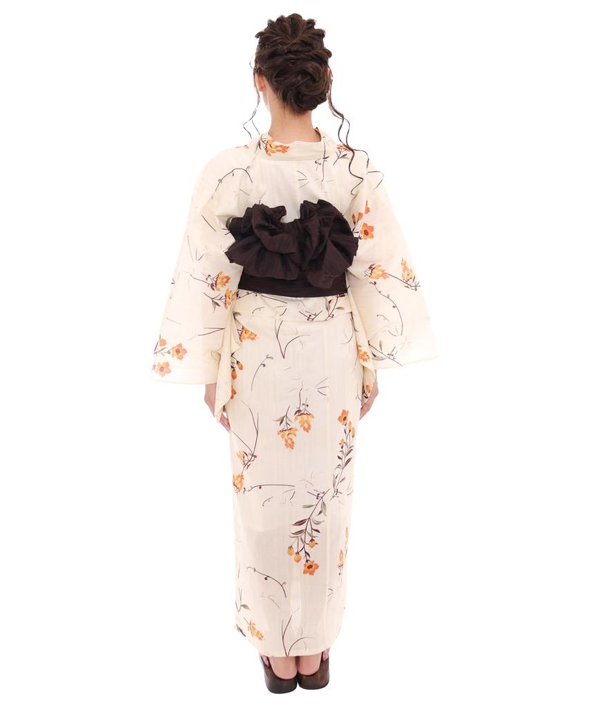 Yukata change set Heiko E Kikyo one size fits [KYOETSU] set, weave, unbleached, 2-piece (yukata, obi), women's (11.Kunfu Kanade, all)