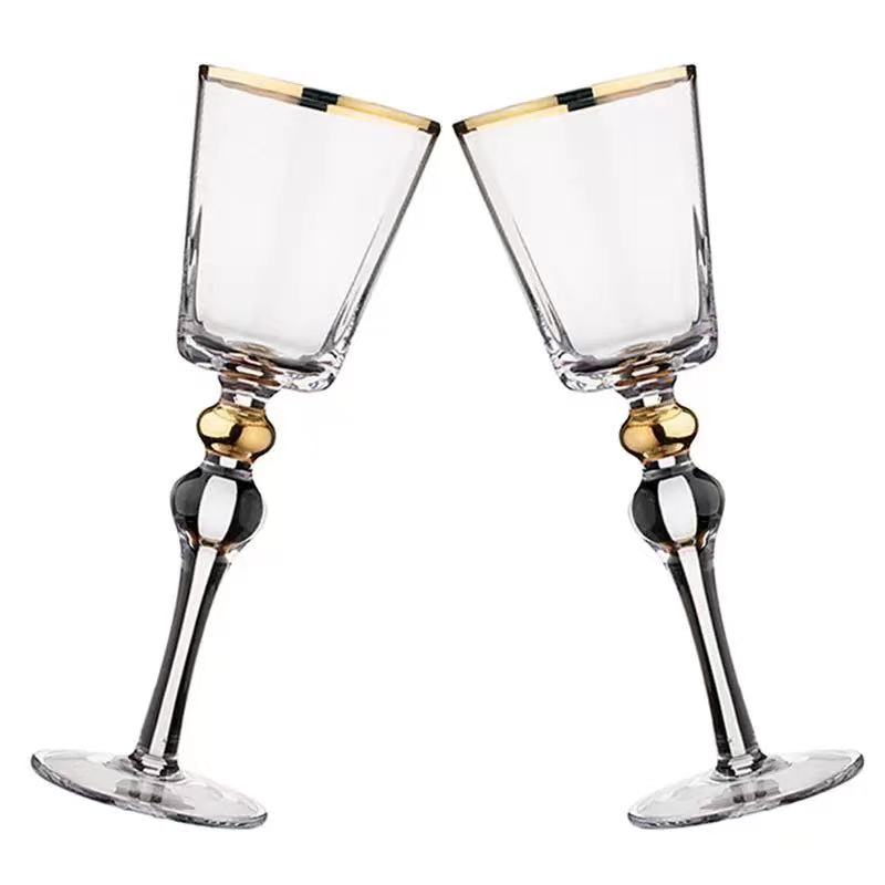 Northern Europe Phnom Penh Goblet Wine Glass Vintage Red Wine Glass Gold Edged Champagne Whiskey Cup Household Bar Drinkware