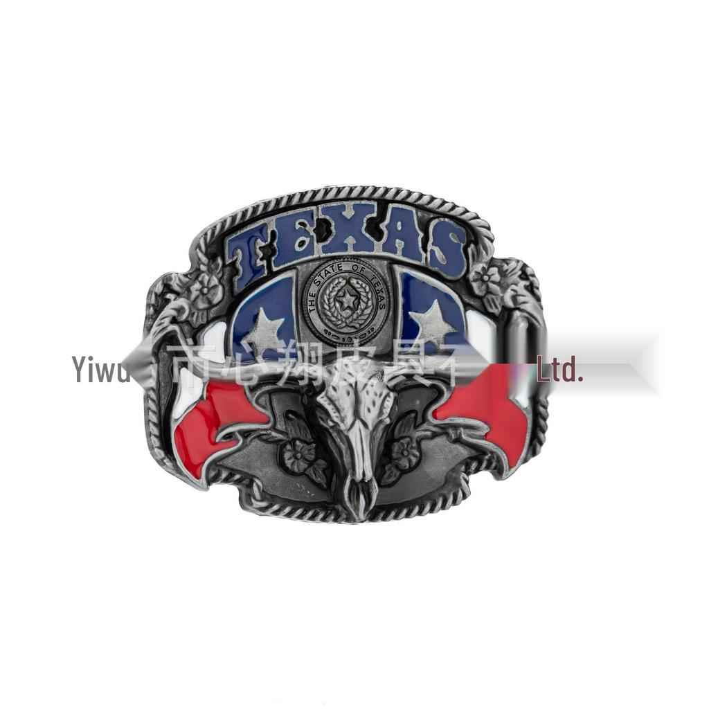 Retro Texas Flag Bull Head Zinc Alloy Belt Buckle for Men & Women