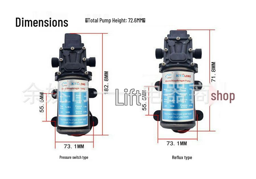 Hochdruck 80W Miniatur-Membranpumpe für Pestizidsprühen & Autowäsche