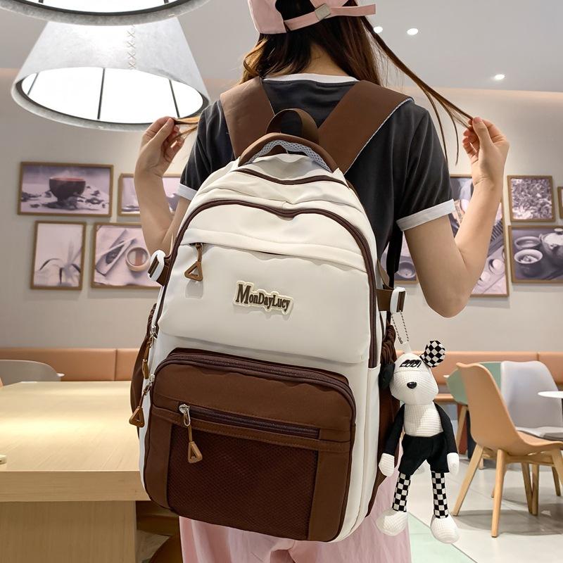 

Новый школьный рюкзак большой вместимости женский универсальный для старшеклассниц и студенток, модный брендовый рюкзак для учениц средней школы коричневый