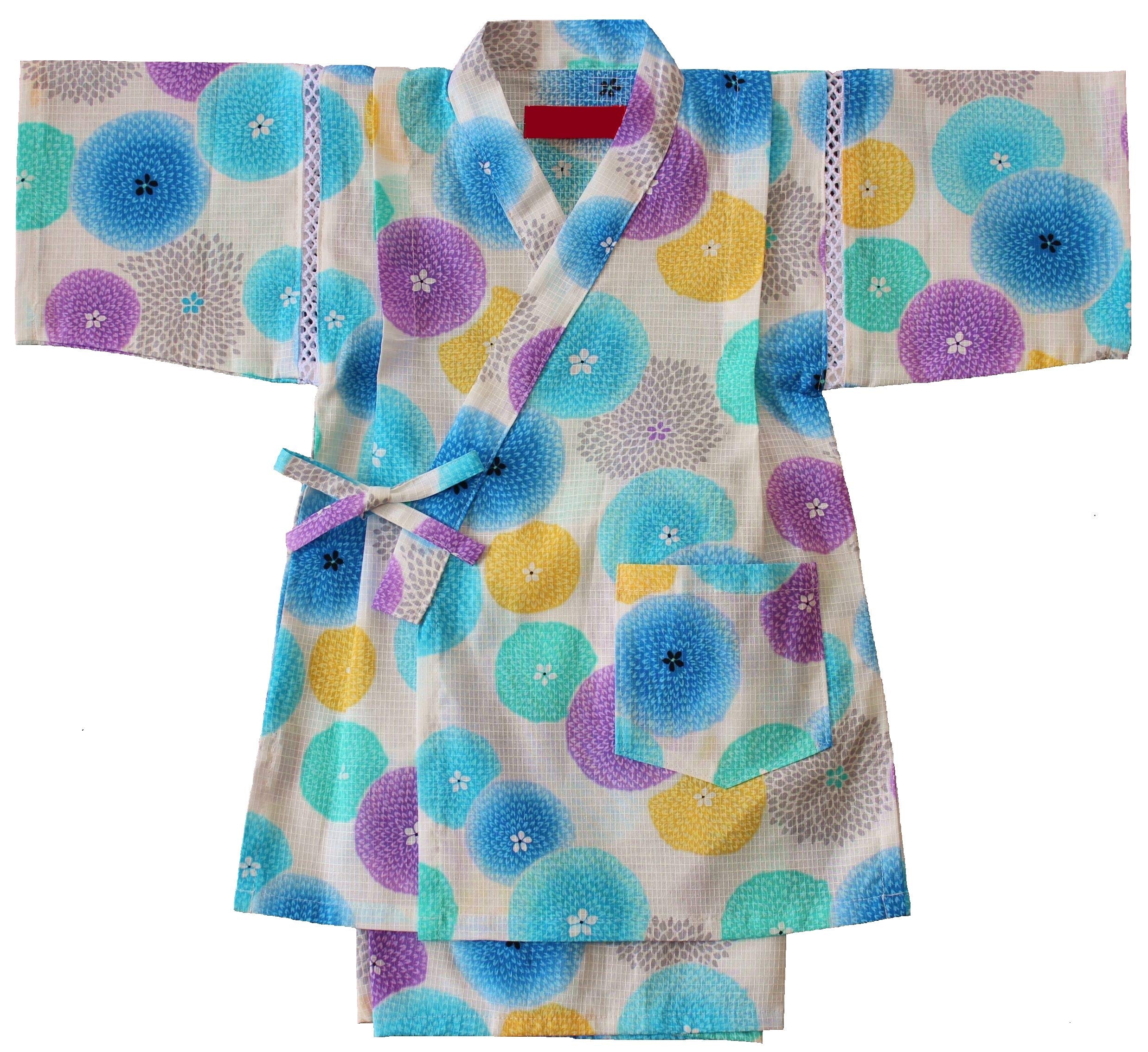 

Made in Summer Summer Room Wear [Warudo] Children s Jinbei, Girls, Kids, Jinbei, Chrysanthemums, White, Blue, Japan, Kobai, 100% Cotton, Sizes 90,