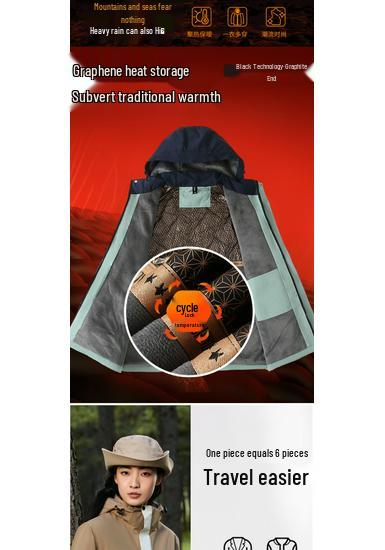 Graphene Insulated Fleece Patchwork Windbreaker for Hiking and Mountaineering