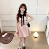 French Daughter Style Pink Dress Children's Sleeveless Neck Bow Short Skirt Princess Style Birthday Temperament Dress