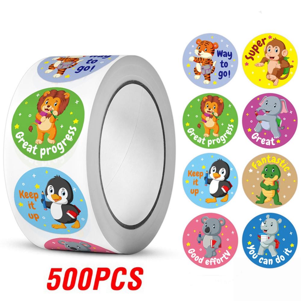 100-500pcs Reward Label Cartoon Animal Sticker Thank You Cute Game Sticker DIY Gift Sealing Label Decoration Supple