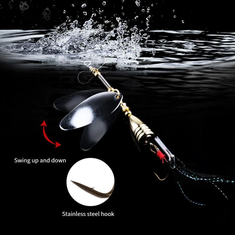 5-Piece Metal Spinner Lure Set Freshwater Saltwater Fishing Rotating Flashing Blades Tackle Accessories