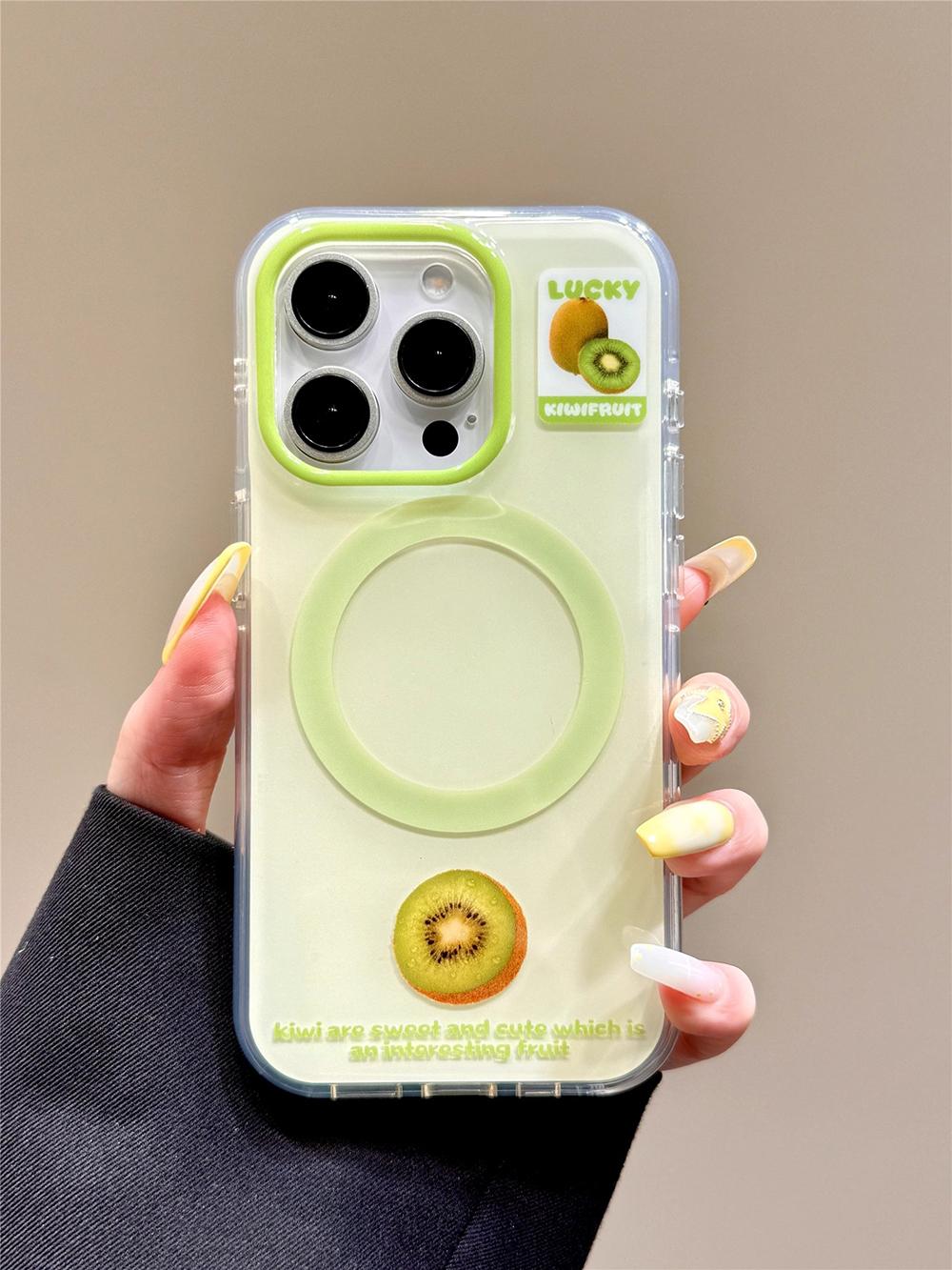

3D Cute kiwi Clear Magnetic Grip Tok Stand Holder Phone Case for iPhone 16 14 Pro Max 15pro Shockproof For Magsafe Back Cover iPhone 16 Pro