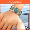 European Fashion Alloy Wide Cuff Bracelet With Turquoise Geometric Design For Women