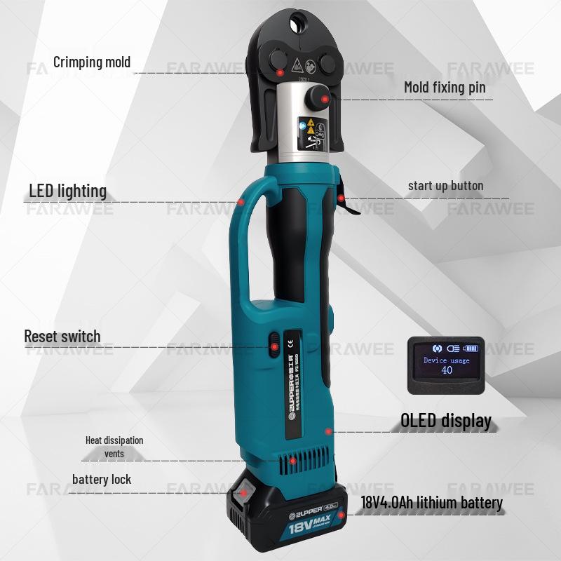 ZUPPER PZ-1550 Stainless Steel Cordless Electric Pipe Press Tool by Jūlì Tools