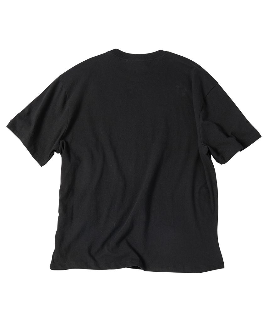 TRAVEL Melting Check Applique Short Sleeve T-Shirt Black