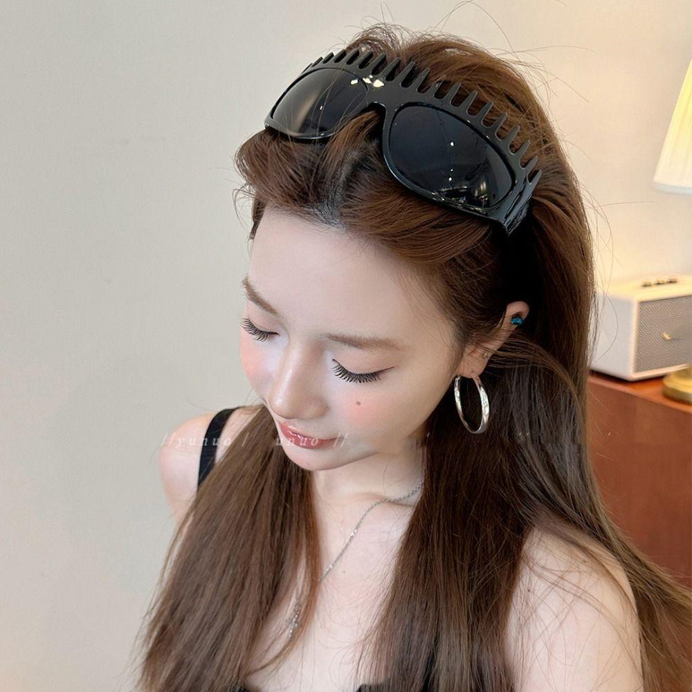 Leopard Print Sunglasses Headband Comb Shaped Women Hair Hoop Personalized Summer Sunglasses Women
