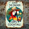 Polly Wants Cocktail Retro Parrot Metal Sign 8x12 Inch Bar Home Decor