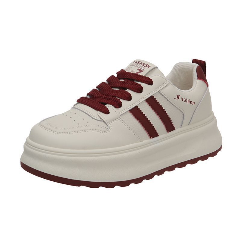2025 spring and autumn new platform white shoes small women round head lace-up versatile casual board shoes sports shoes