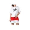 Nike Logo Print Round Neck Short Sleeve Dress Women Dresses White Red CJ3716-100