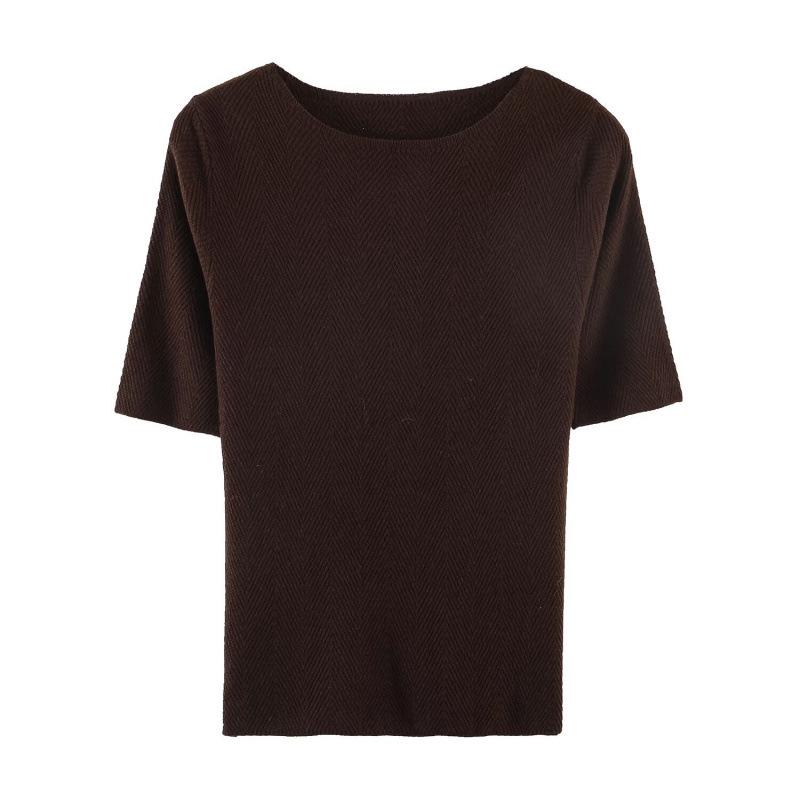 2026 Spring European & American Fashion One-Shoulder Fishbone Mid-Sleeve Elastic Knit Top