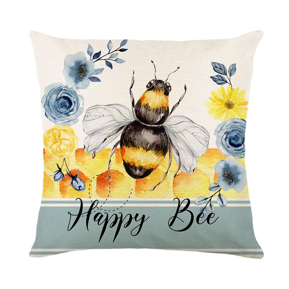 New Polyester Printed Home Pillow Cover Cute Little Bee Letter Sofa Cushion Cover Bedside Pillow Cover