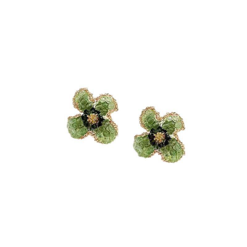 "Summer Rhapsody" High-End Green Crystal Flower Earrings for Women - Unique Luxury Design