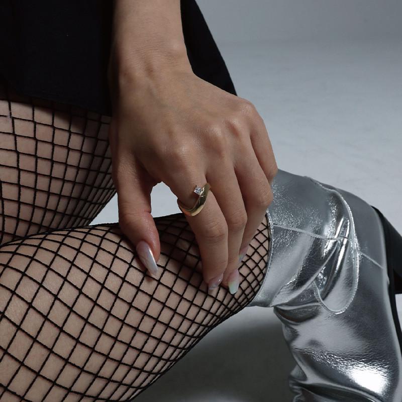 925 Premium Quality Sterling Silver Ring With Trendy Korean Aesthetic And Adjustable Fit Women For