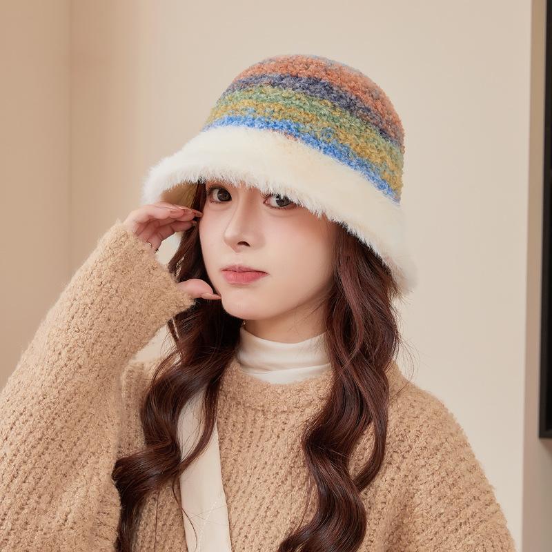 

Plush fisherman s hat children thickened warm ear protection bucket hat 2025 color pattern basin hat versatile and small face Adjustable