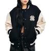 MLB Letter Logo Spliced Single-Breasted Baseball Jacket Unisex Jackets Black 3AJPB0131-50BKS