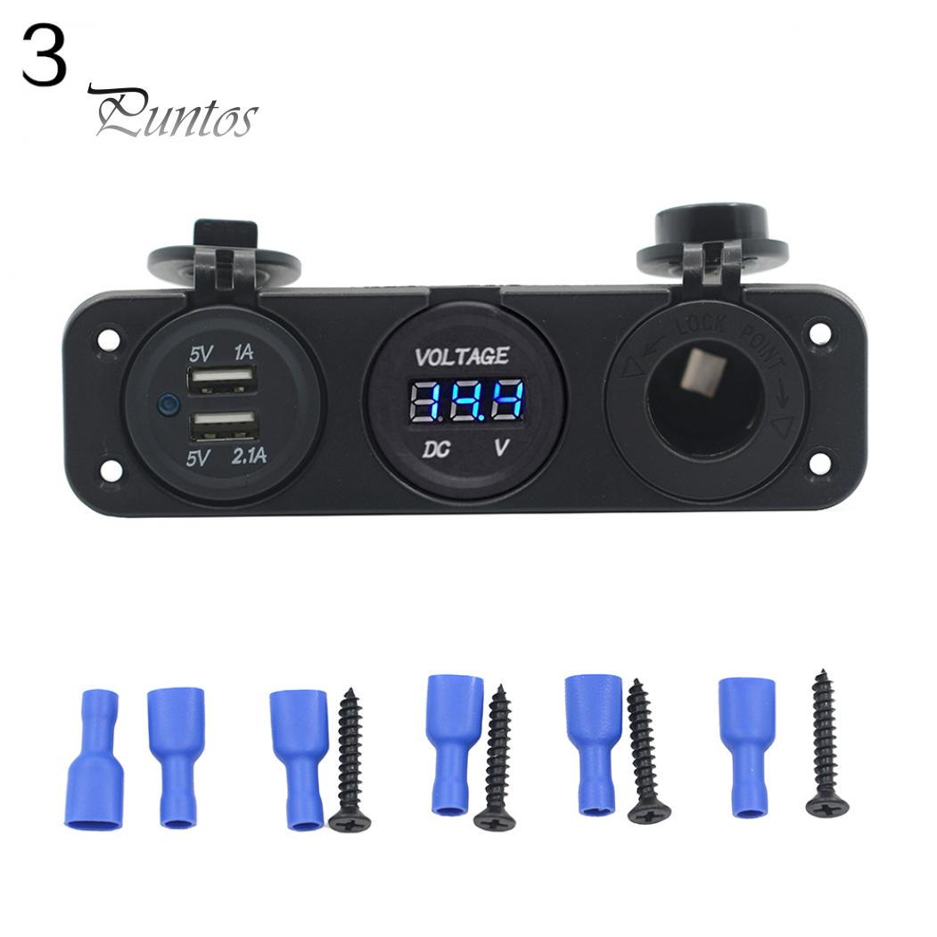 

Автомобильный лодочный USB-зарядный вольтметр розетка с 3 отверстиями панель синий