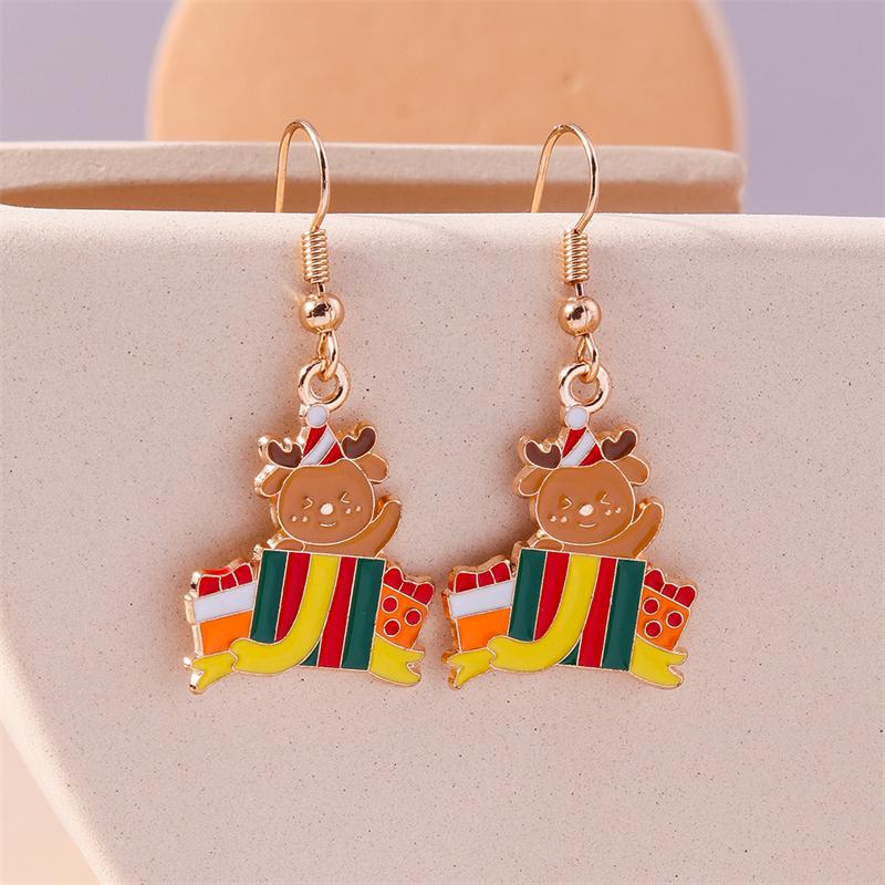 Fashion Merry Christmas Wreath Circle Hoop Earrings for Women Girls New  Party Festival Jewelry Gifts
