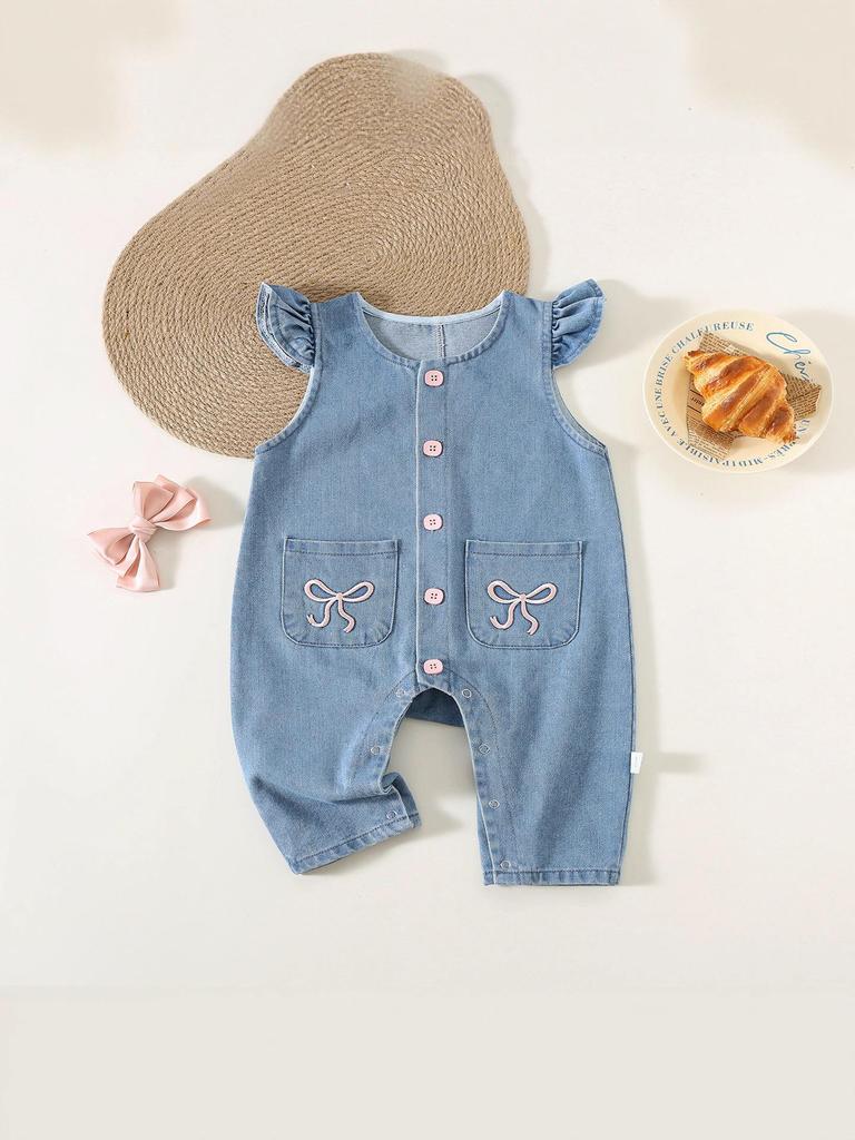 Baby Girl Denim Overalls: Cute and Fashionable Spring & Autumn Romper Set for Infants