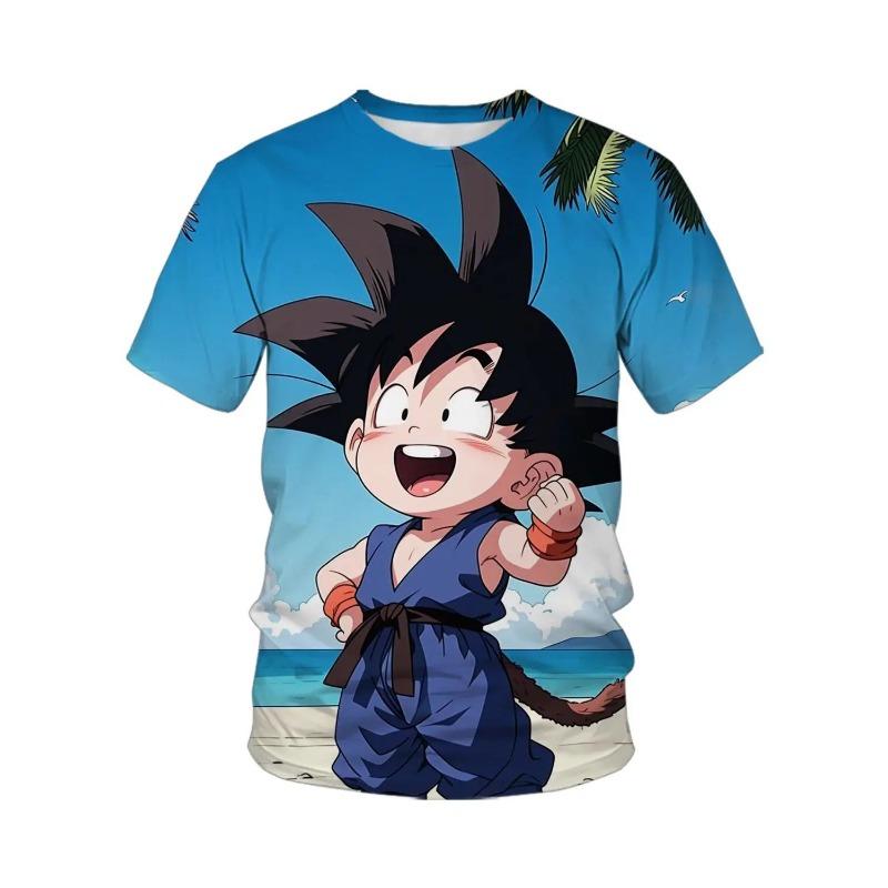 2026 Summer Dragon Ball T-shirt Children's T-shirt Anime Character Sun Wukong Super Saiya T-shirt Children's Short Sleeve