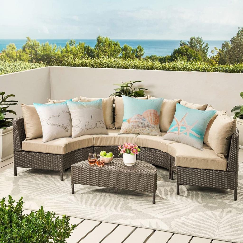 Waterproof Summer Decorative Outdoor Pillow Pillow Case Linen Starfish Shell Pillow Case