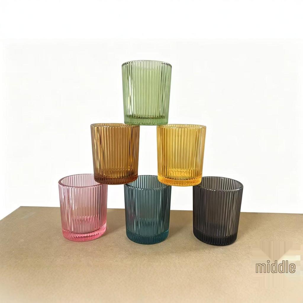 High-End Vertical Stripe Glass Candle Holder - Aromatherapy Ins Style Bestseller
