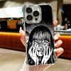 Japanese Horror Anime Plating Phone Case For Iphone 16 17 Pro Max Air 16E 14 15 Plus 12 13 Mini Anti-Fall Airabag Cover