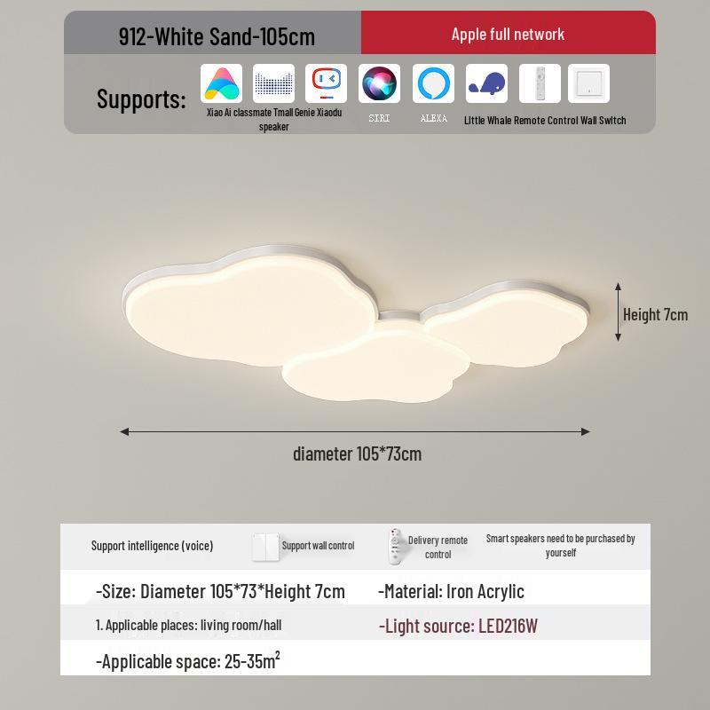 Cream Style Modern Minimalist Full Spectrum Ceiling Light for Eye-Protection In Children's Room and Master Bedroom