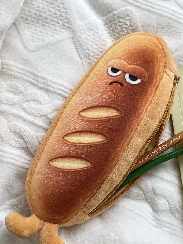 Cute Toast Bread Pencil Case Cartoon Stationery Box Bread Shaped Pencil Box