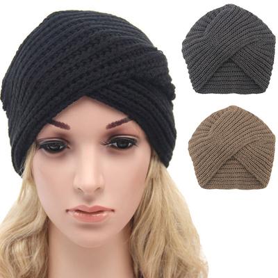 Winter Hats For Women Crochet Twist Cap Solid Color Turban Hat Casual Warm Knitted Wool Beanie