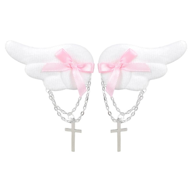 Plush Angel Wing Side Clip Teens Girl Y2K Hair Styling Clip Cool Girl Headdress