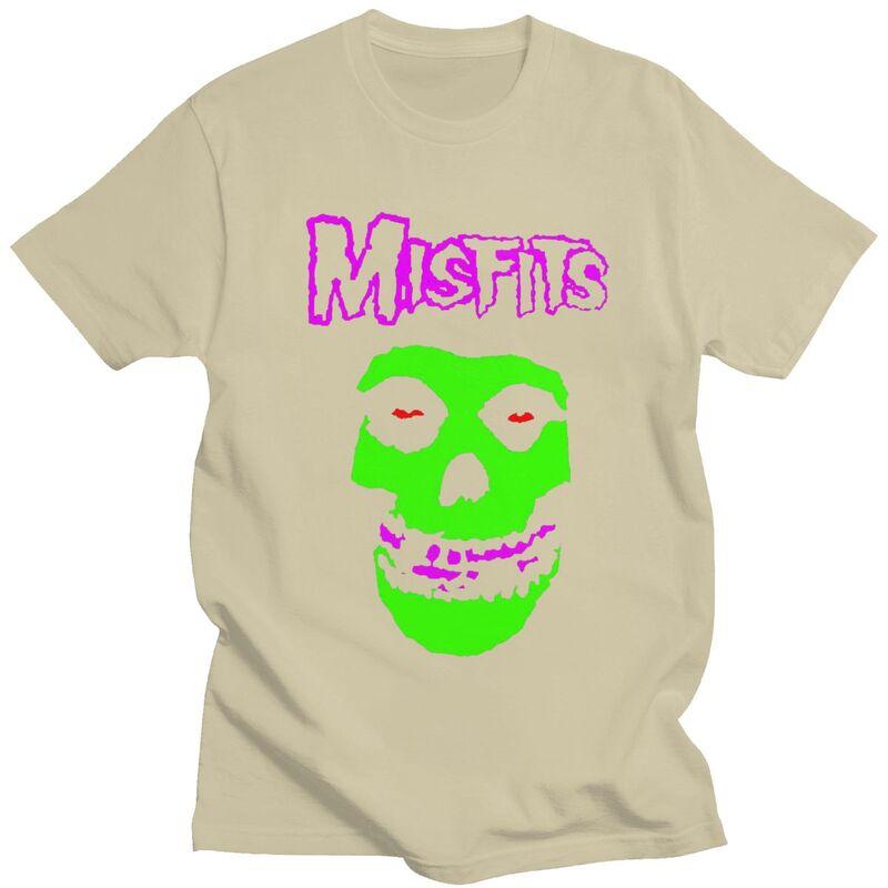 Custom Horror Punk Rock Misfits Skull T Shirt for Men 100 Cotton Tshirt Leisure Tees Tshirts Slim Fit