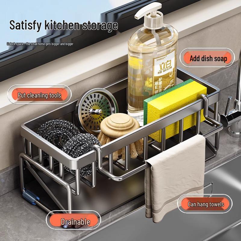 Sink Organizer: Dishcloth & Detergent Holder with Steel Wool Storage