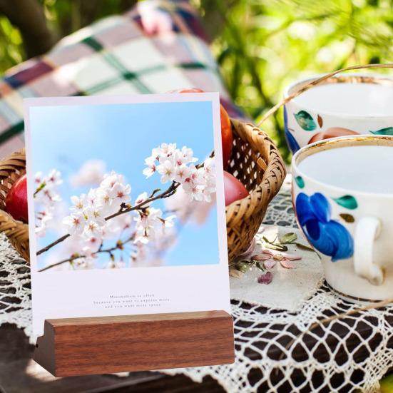 Wooden Place Card Holder Rustic Desk Calendar Wedding Banquet Restaurant Table Number Card Stand Photo Picture Display Base