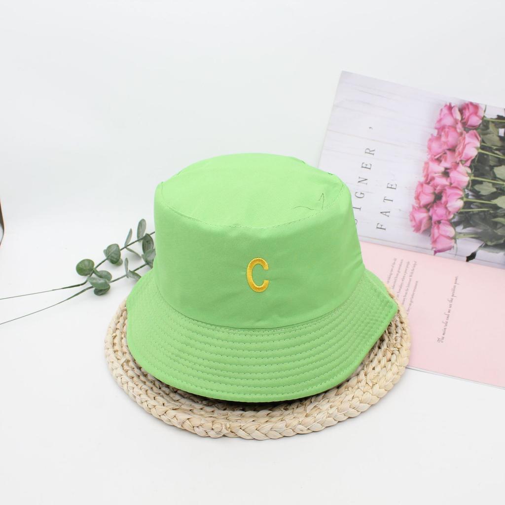 Alphabet Embroidered Bucket Hat Women Sunscreen Visor Outdoor Travel Leisure Double-Sided Can Wear Basin Hat