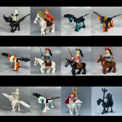 MOC Mattoncini Supporto Action Figure Tang Sanzang Re Cavallo Scena di Battaglia Cavaliere a Cavallo Accessori Blocchi da Costruzione Giocattoli per Bambini