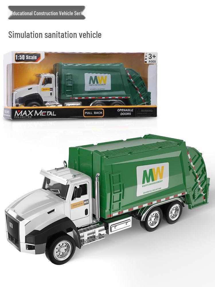 Die-Cast Vehicle Set: Pull-Back Excavator & Fire Truck Toy for Kids