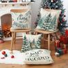 New Christmas Tree Deer Christmas Pillow Cover Linen Printed Pillow Cover Festive Room Sofa Ornament Cushion Cover