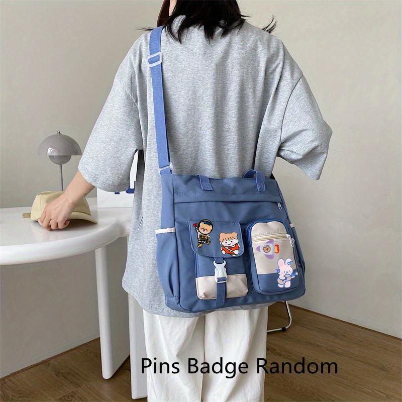 Messenger Bag van Oxford Stof voor Dames Lichtgewicht School Tote Bag Nylon Crossbody Schoudertas gray