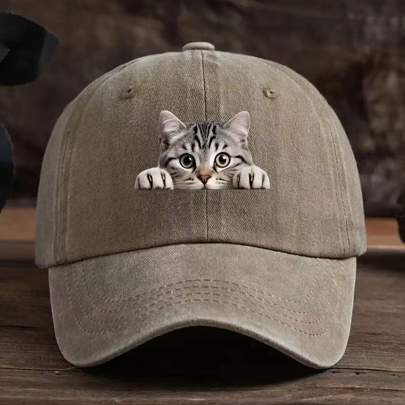 New Trendy Little Cat Distressed Baseball Cap For Men And Women - Sun Protection And Shade - Retro And Versatile Casual Hat