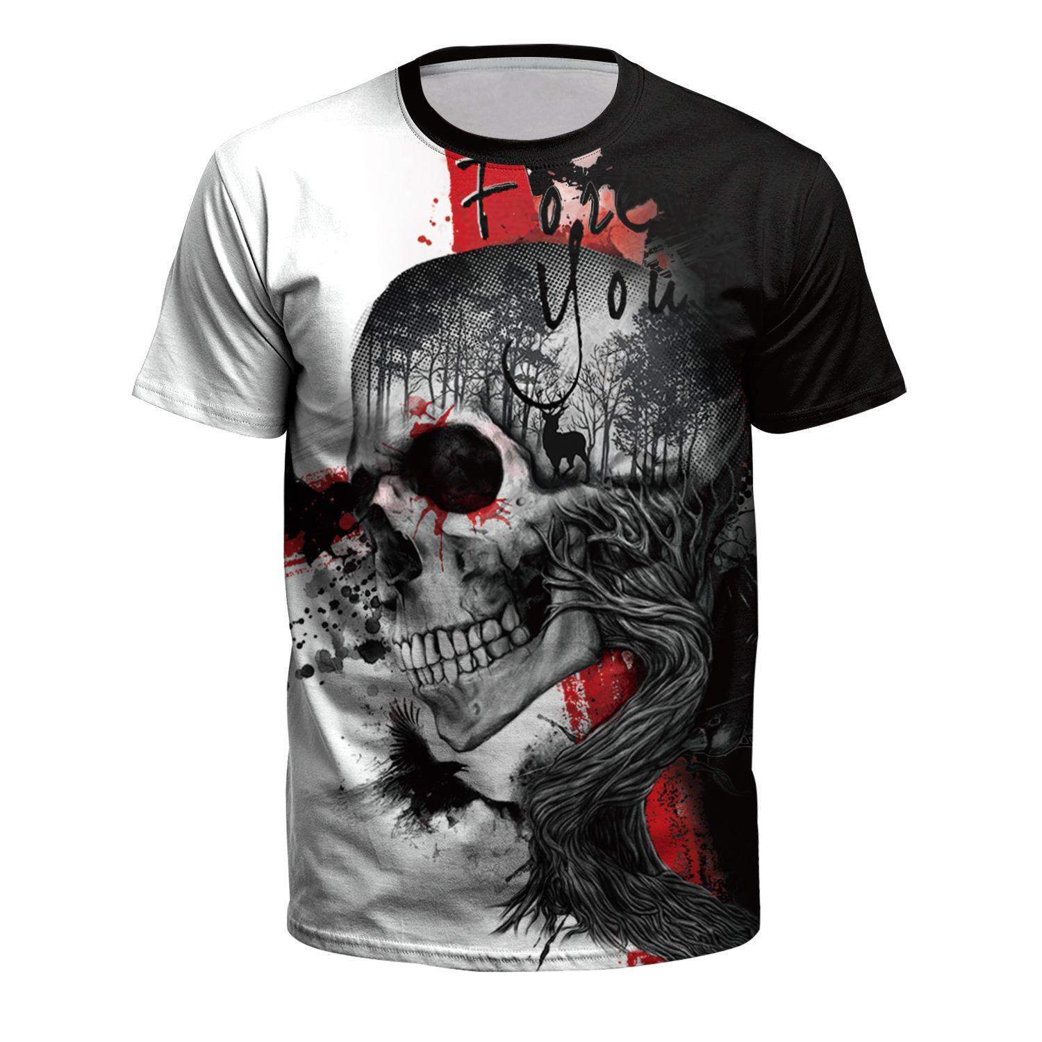 

Хэллоуин Ужас Череп Летняя мужская футболка с 3D принтом Свободные топы с круглым вырезом и короткими рукавами Мужчины 6XL